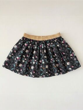 Babyface Girls Gray Multi Geometric Mini Skirt 2T – Gold Waistband